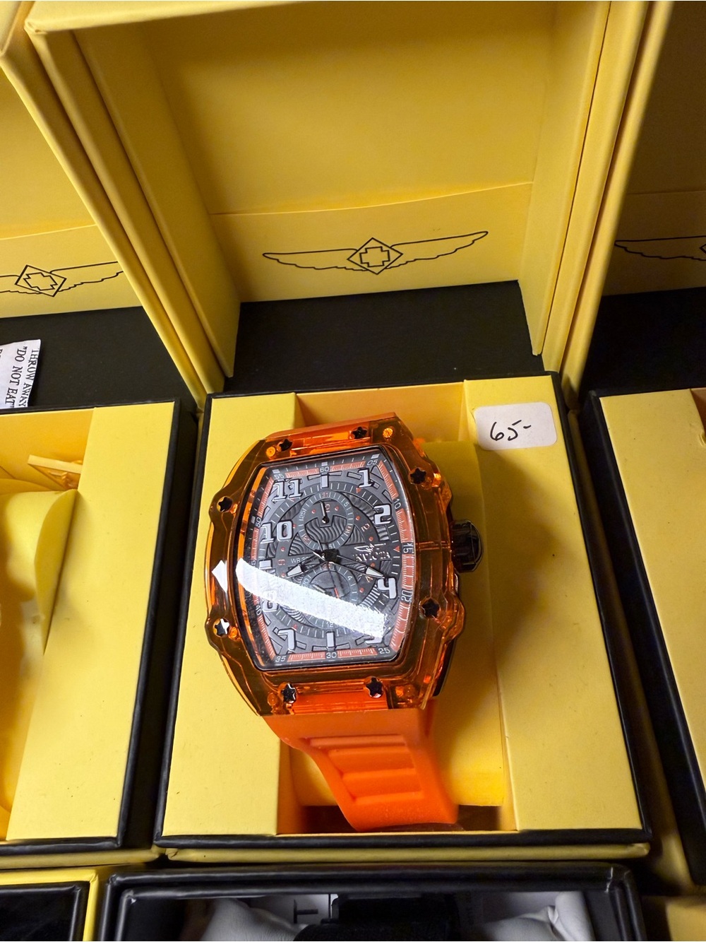 Invicta Orange Transparent Case Sports Watch